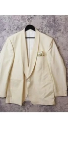 Austin Reed Cream Tuxedo Dinner Jacket Mens 50L Wool Formal Blazer - Picture 1 of 12