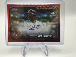 2024 Topps Pro Debut Chrome Sebastian Walcott Red Auto /10 - RANGERS - Picture 1 of 2