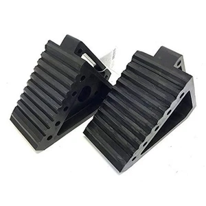 Cuña de rueda negra resistente de goma maciza 70472 paquete de 2, 8" X 4" X 6" - Imagen 1 de 7