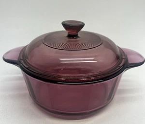 Corning Ware Pyrex Cranberry Visions 1174 1 Quart Round Casserole With Lid 🔥 - Picture 1 of 6