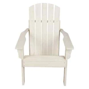 36.25"H Eggshell White Wooden Indoor/Outdoor Mid-Century Modern Adirondack Chair - Picture 1 of 6