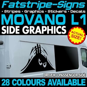 passend für Vauxhall (Opel) Movano L1 SWB PEEKING MONSTER GRAFIK AUFKLEBER CAMPER VAN - Bild 1 von 2