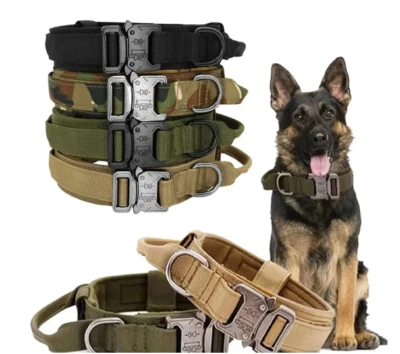 Collar de perro correa de mango táctico servicio militar entrenamiento canino Foto 1 de 4