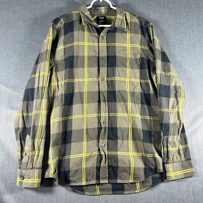 Oakley Mens Shirt Black Yellow Plaid Button Down Long Sleeve Size M - Image 1 of 4