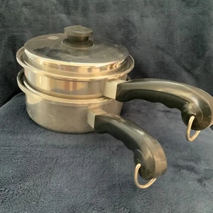 Vintage Saladmaster Steamer Double Boiler Strainer w/Vapo-lid 18-8 Tri-Clad - Picture 1 of 4