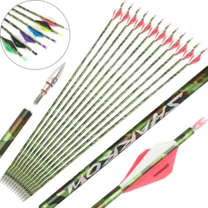 30" SP340 Pure Carbon Arrow Feathers Archery Recurve Compound Bow Hunting Target - Picture 1 of 27