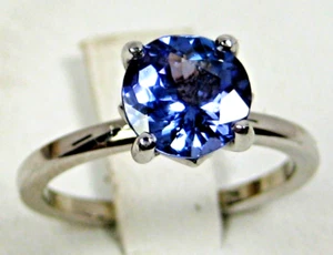 Tanzanite Ring 14K White gold Solitaire Style Natural Heirloom Made In The USA - Picture 1 of 10