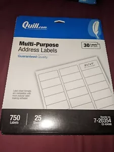 QUILL 7-20354 1" x 2-5/8" WHITE MULTI-PURPOSE ADDRESS LABELS 750 LABELS - Picture 1 of 2