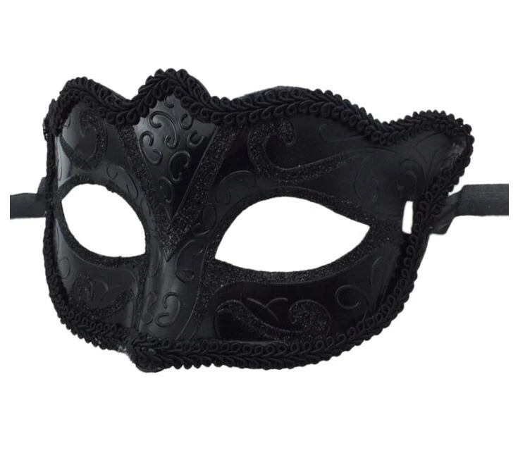 Black Venetian Masquerade Mask Party Prom Mardi Gras Halloween Costume Dancing - Image 1 of 4