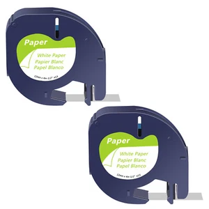 2PK para Dymo 91330 LetraTag Etiqueta Papel XR XM LT100T LT100H Cinta Blanca 12mmx4m - Imagen 1 de 10