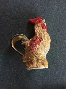 Brocca per pollo annaffiatoio ceramica maiolica gallo arancione ceramica vintage - Foto 1 di 3