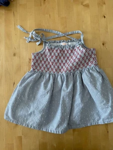 Janie & Jack sleeveless dot top with red smocking. Sz 8 - Picture 1 of 7