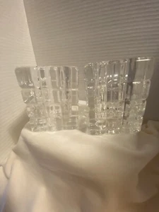 2er Set fabelhafte klare Kristall schwere quadratische kubische Kerzenhalter - Bild 1 von 5