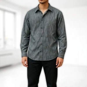 Structure Paisley Stripped Shirt Men L Preppy Eclectic Retro Club Graduation Y2K - Picture 1 of 24