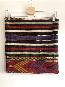 2 x Vintage Hand Woven Wool Kilim Cushion Covers 36cm Square BOHEMIAN/ EXC.COND - Picture 1 of 4