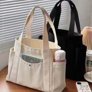 Women's Shopping Tote Bag Canvas Handbag Portable Shoulder Pocket Pouch UK Stock - Picture 1 of 9
