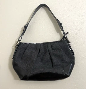 STUART WEITZMAN Shoulder Bag Wool Patent Leather Black Leopard Print Lined - Picture 1 of 9