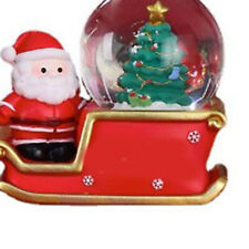 Christmas Santa Sleigh Ornament Crystal Ball Light Resin Desktop Decoration DO