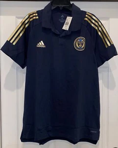 ADIDAS MLS Philadelphia Union Navy Blue Gold S/S Polo Shirt NEW Mens Sz M - Picture 1 of 5