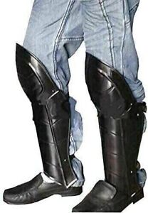 Medieval Black Greaves Leg Armor Guard Protection Costume 18 Gauge Steel
