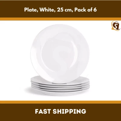IKEA White Dinner Plates 25cm Set of 6 Serving Plates Kitchen Crockery Tableware - Image 1 of 4