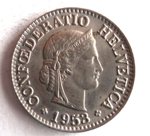 1953 SWITZERLAND 10 RAPPEN - Excellent Coin - FREE SHIP - Swiss Bin #5 - Picture 1 of 2
