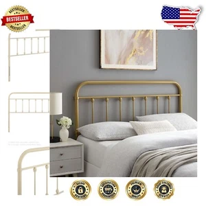 Elegant Gold Full Headboard - Sturdy Metal Design with Adjustable Heights - Picture 1 of 8