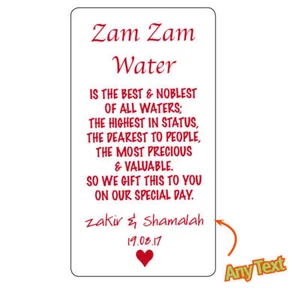 ZAM ZAM Wasser Hochzeit Gastgeschenke Flasche Etiketten Aufkleber Geschenke PERSONALISIERT 076 - Bild 1 von 3