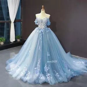 Schulterfreies süßes Damenkleid Perlen Party Abschlussball Ballkleider Hochzeitskleid - Bild 1 von 10