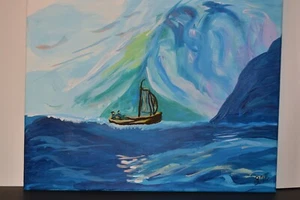 Water Everywhere Malerei LM Original handbemalt 20""x16"" Leinwand Acryl, 1 von 1 - Bild 1 von 6