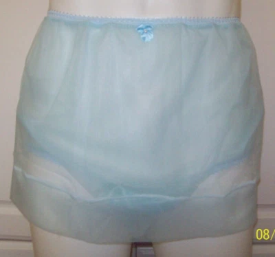 LT AZUL Nylon Transparente SLIP & 5" MANGA BRAGUITA Dobladillo Transparente 30-44 Cintura * Longitud 12" ** Foto 1 de 3