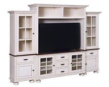 Cottage Entertainment Wall Units Stands | eBay - Amish Cottage Country TV Entertainment Center Wall Unit White Painted Glazed