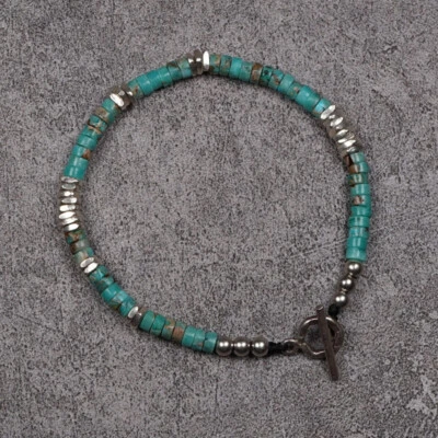 Мужские браслеты из стерлингового серебра 925 пробы с бирюзой бисер хейши - Изображение 1 из 4