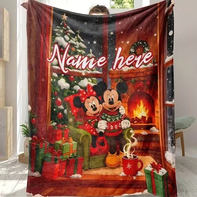 Personalized Mickey & Minnie Mouse Couple Home Sweet Home Christmas Blanket - Image 1 of 4