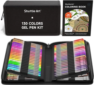 Bolígrafos de gel Shuttle Art, bolígrafo de gel de 130 colores con 1 libro para colorear en estuche de viaje para - Imagen 1 de 7