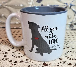 Burton + Burton "All You Need is Love & a Dog" Keramik Kaffeebecher 12 Unzen - Bild 1 von 8