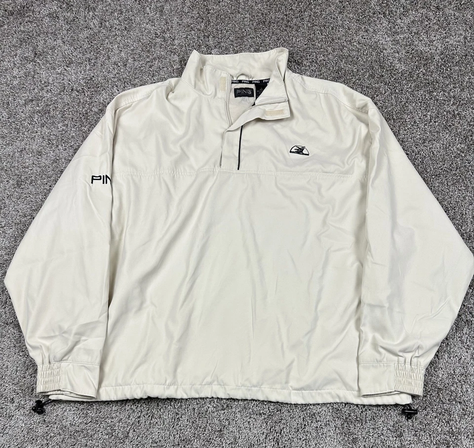 Vintage PING Collection Golf Pullover Jacket Men’s L Beige Windbreaker Eye Logo - Image 1 of 4