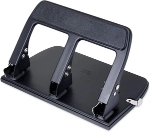 Office Mate Heavy Duty 3 Hole Punch with Padded Handle, 40-Sheet Capacity, Black - Picture 1 of 12