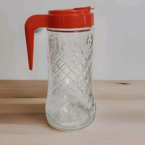 Jarra Ancla Hocking TANG 1 QT Vidrio Transparente con Diseño Remolino Tapa Naranja De Colección - Imagen 1 de 6
