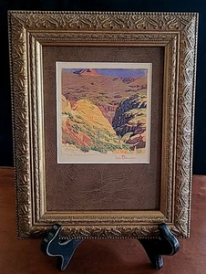 Gustave Baumann (1881-1971) Wildpferd Mesa gerahmt 8x10 Notizkarte - Bild 1 von 6
