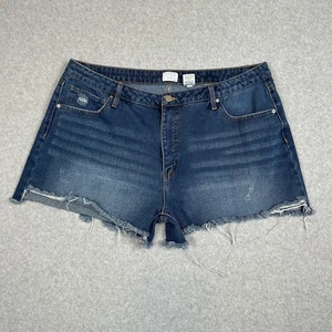 Pantaloncini Time And Tru Cut Off Denim Donna 20 Blu Invecchiato Orlo Sfilacciato Casual - Foto 1 di 8
