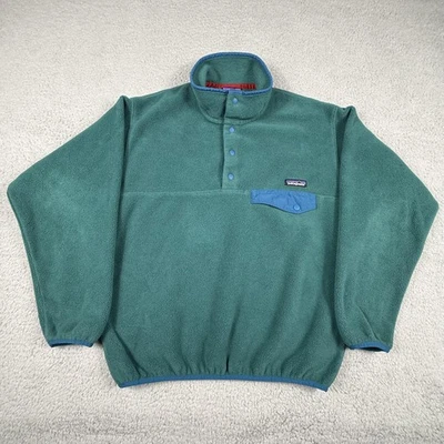 Pulôver masculino de lã Patagonia Synchilla Snap-T pequeno verde azul-petróleo retrô - Imagem 1 de 4