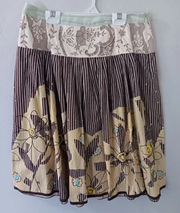 CAbi 917 Womens A-Line Treasure Skirt 4 Floral Striped Embroidered Pleat Boho - Picture 1 of 8