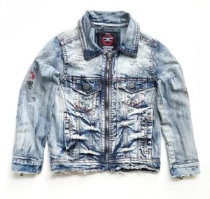 Jordan Craig - Boys Legacy Jean Jacket Size 7 Distressed Graffiti Hip-Hop - New - Picture 1 of 3