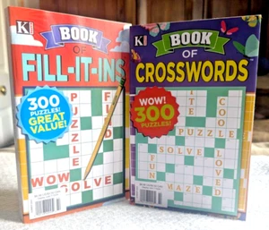 Kappa 2 Books of FILL-IT-INS & CROSSWORDS 300 Puzzles 5.25" x 8.25 " Summer 2024 - Picture 1 of 4