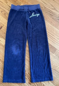VTG Juicy Couture Terry Cloth Pants Kids Youth Size 10 Purple Sequin Juicy - Picture 1 of 11