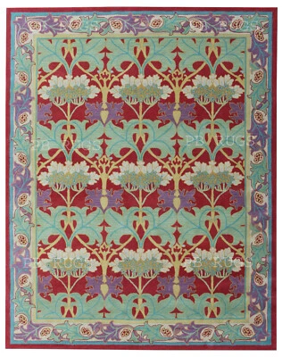 William Morris Cecil Multi Red Area Rug Handcrafted Motif Floral Design - Image 1 of 4