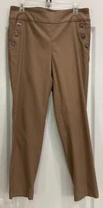 JNY Damen Hose Slacks Gr. M Khaki Viskose Gummibund Designer Knöpfe 101 - Bild 1 von 10