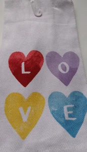FULL UNCUT COLORFUL HEARTS L O V E   Print Cotton CLOTH Kitchen Towel - Picture 1 of 1