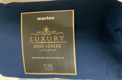 🛏️ Martex Luxury 2000 Series Ultra Soft Hemstitched Sheet Set Navy Twin XL - Imagem 1 de 4